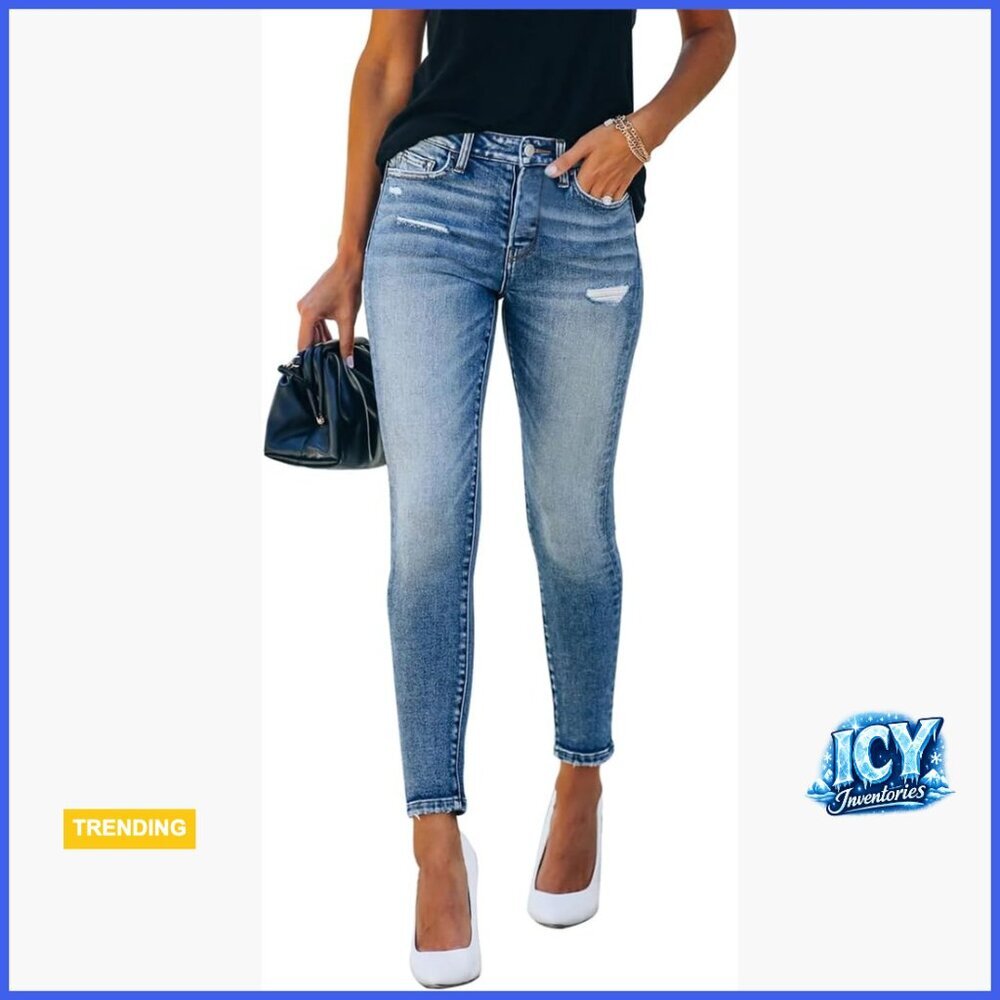 Ripped Skinny Jeans Distressed Stretchy Denim Pants